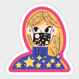 Cute mask girl Sticker